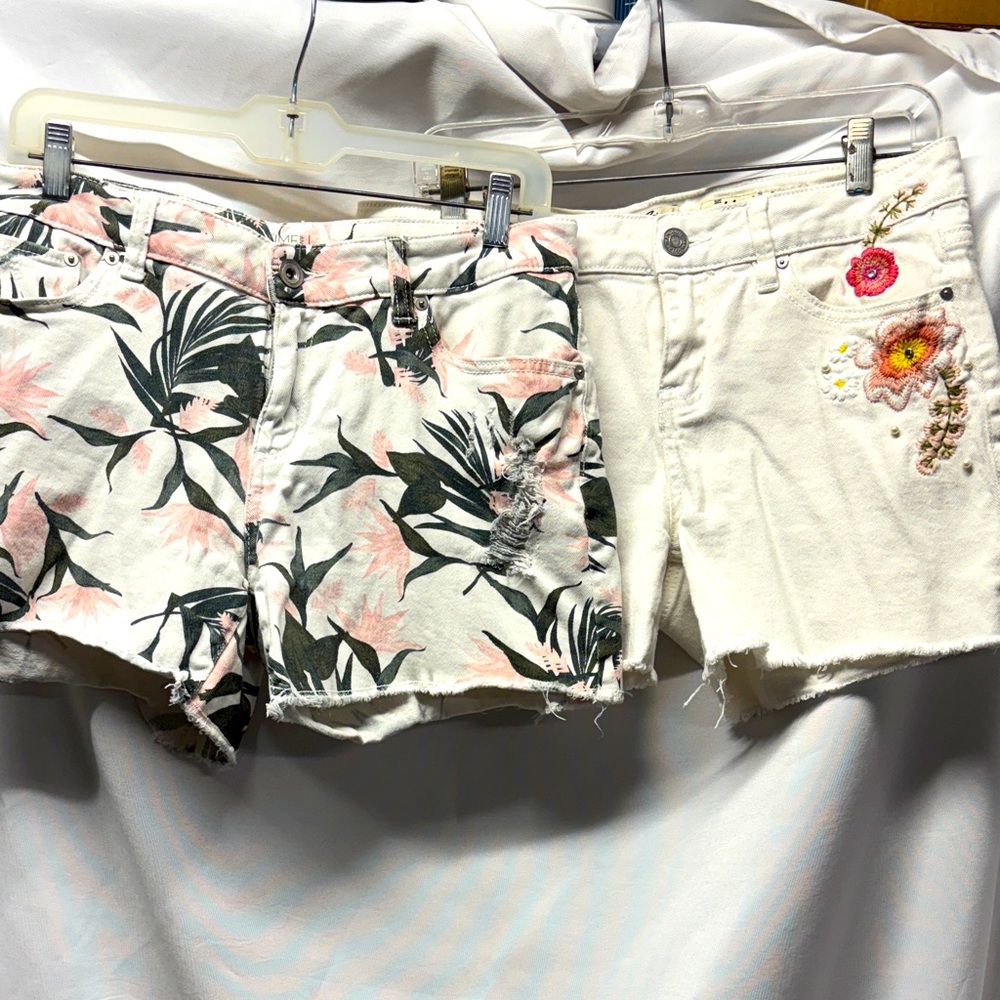 Indigo Rein and Time and Tru Floral and Embroidered Jean Shorts
